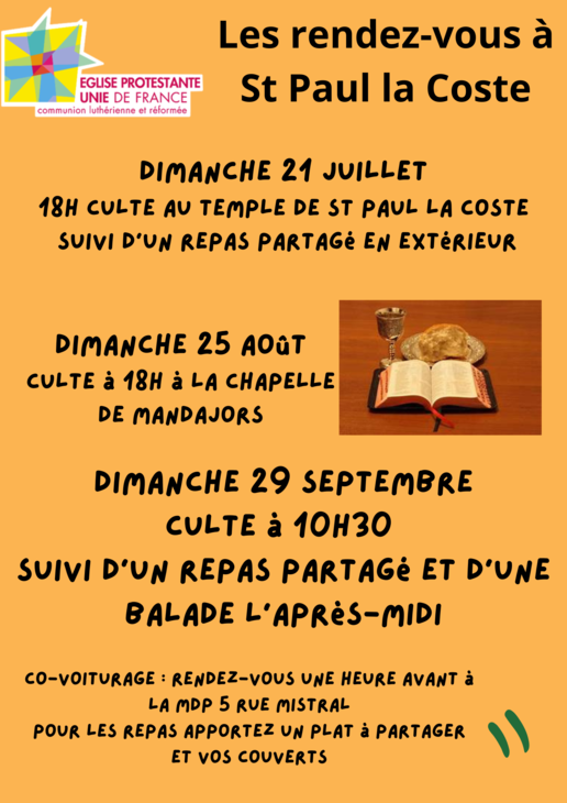 Les RDV à St Paul la Coste